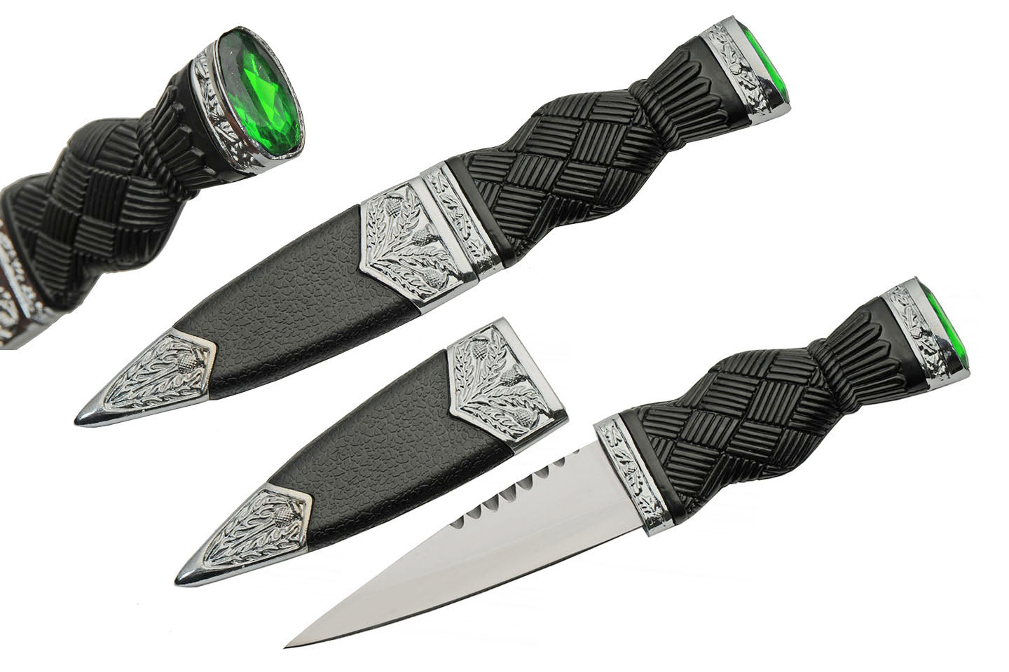 6.75" Emerald Jewel Sgian Dubh Scottish Dirk