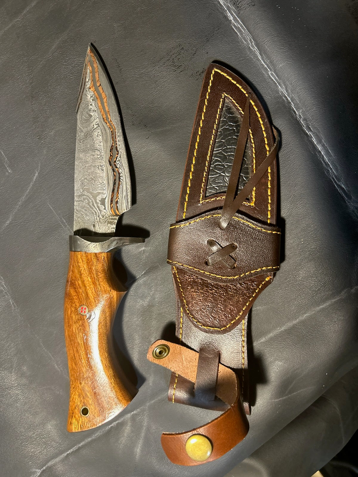 KN010 - Copper Damascus Fixed Blade Knife
