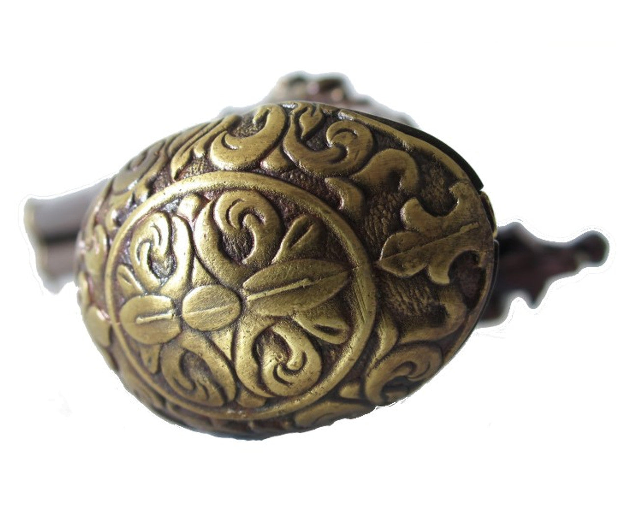 18th Century 3 Barrel Flintlock Pistol Brass Finish, Wood Grip
