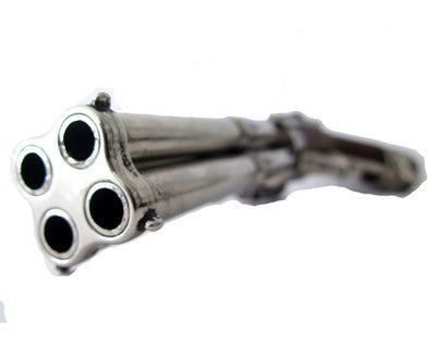 18th Century 4 Barrel Flintlock Pistol Antique Gray Finish, Faux Wood Grip