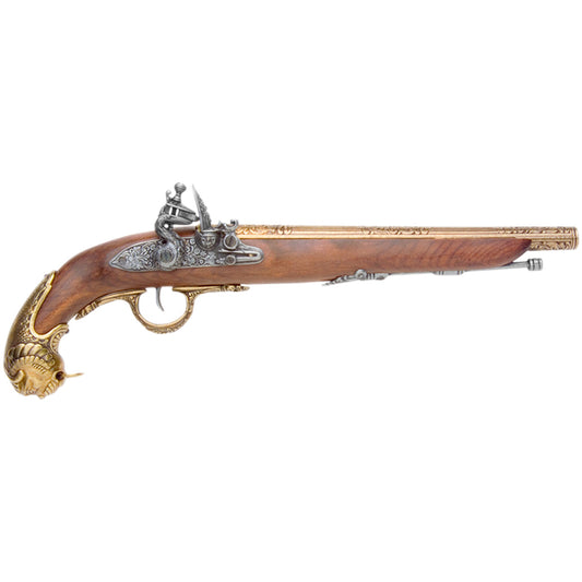 Colonial 18th Century Replica German Flintlock Pistol Non-Firing Gun