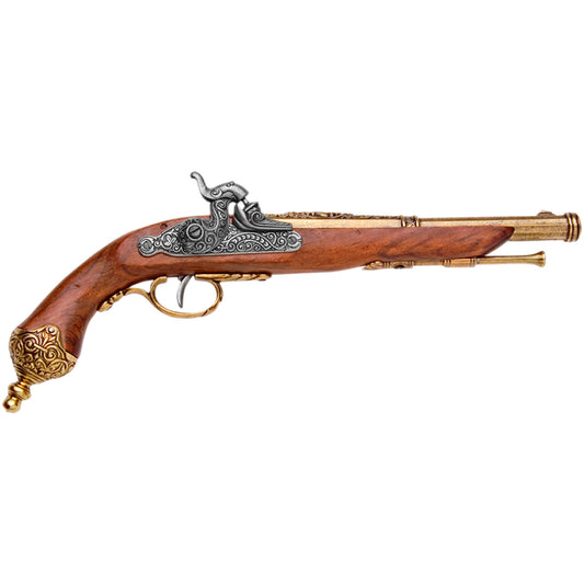 Colonial Italian 1825 Brass Percussion Dueling Flintlock Non-Firing Replica