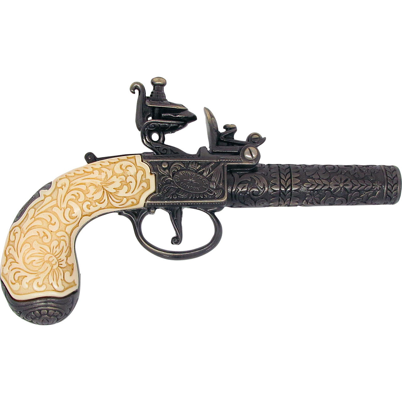 Colonial Replica 18th Century Ornate Flintlock Pistol Non-Firing