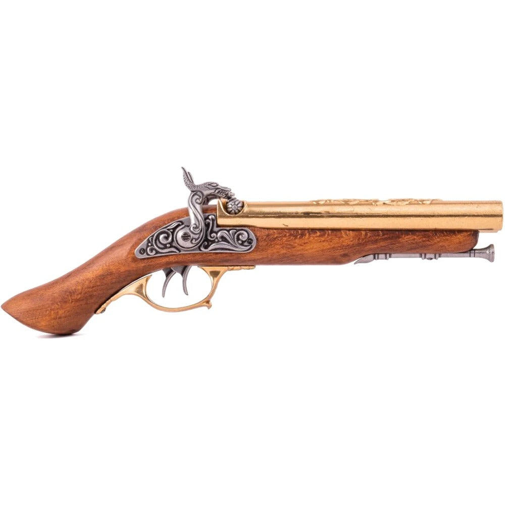 Double-barrel Pirate Pistol 18th Century- Antique Brass Non-Firing