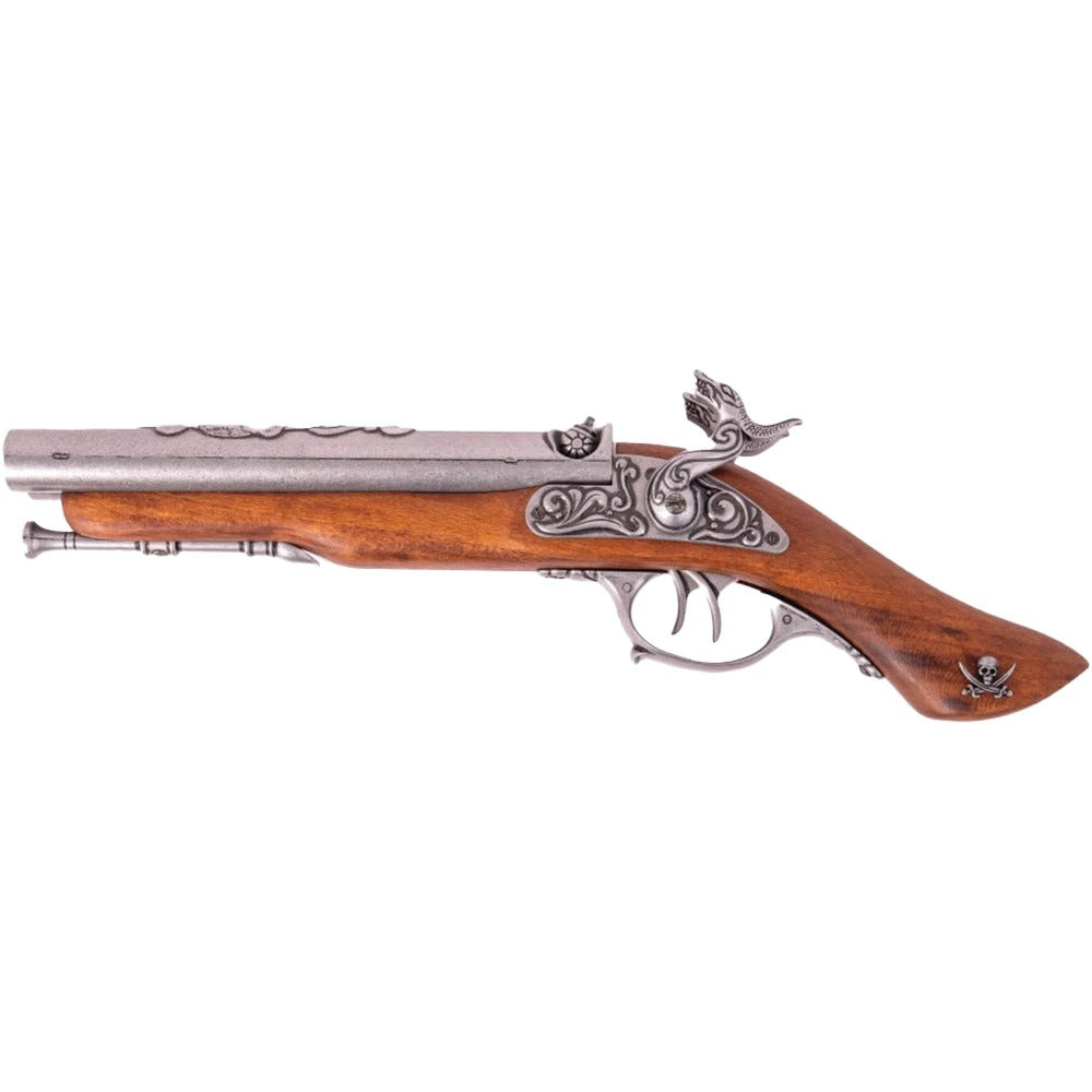 Double-barrel Pirate Pistol Non-Firing  18th Century - Antique Grey