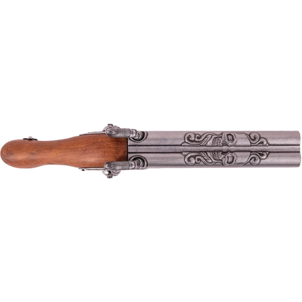 Double-barrel Pirate Pistol Non-Firing  18th Century - Antique Grey