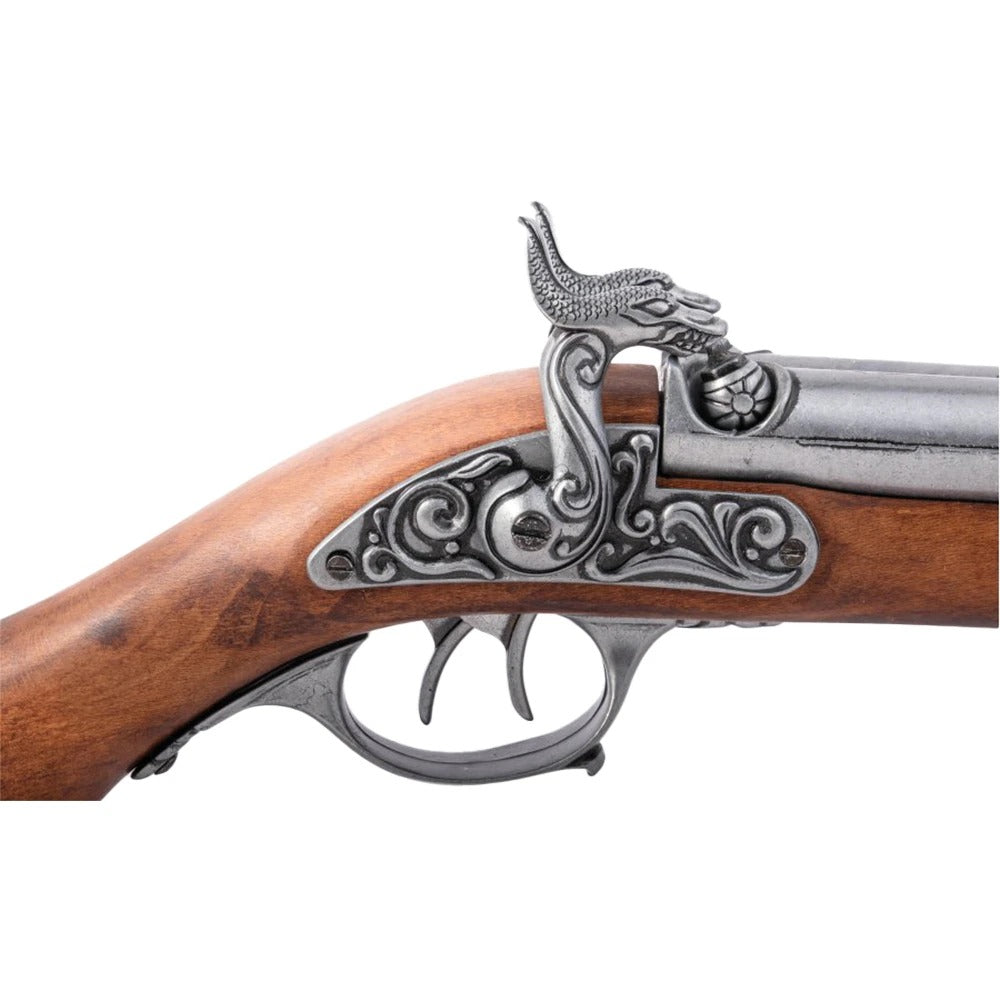 Double-barrel Pirate Pistol Non-Firing  18th Century - Antique Grey