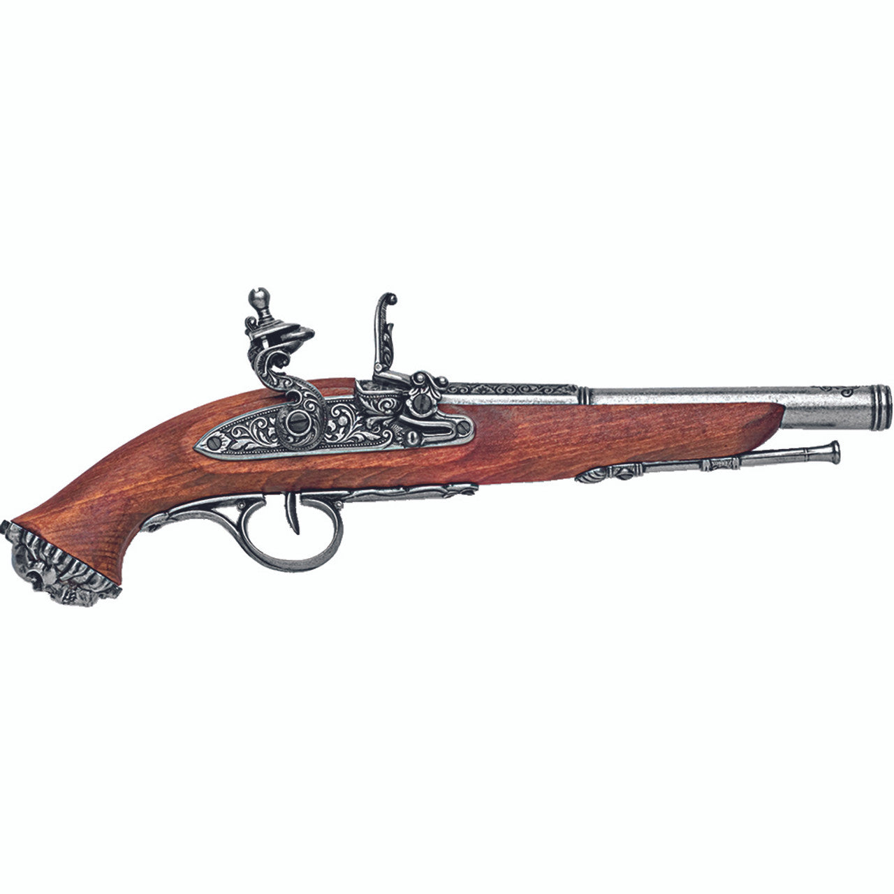 Replica 18th Century Antique Grey Finish Flintlock Pistol Non-Firing