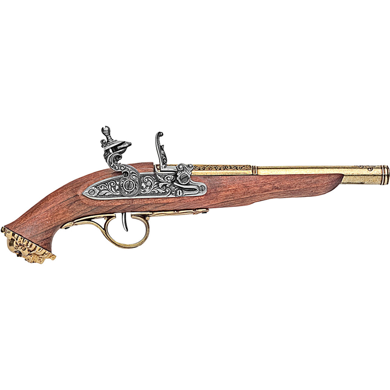 Replica 18th Century Brass Trim Pirate Flintlock Pistol Non-Firing