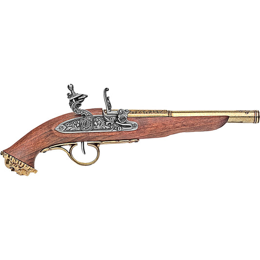 Replica 18th Century Brass Trim Pirate Flintlock Pistol Non-Firing